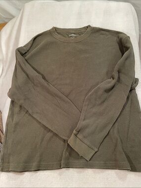 Classic Olive Waffle 100% Cotton Crewneck Sweater